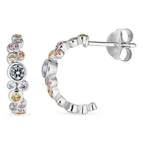 multifärgade zirkon halvcreol i silver - Bubbly Twist