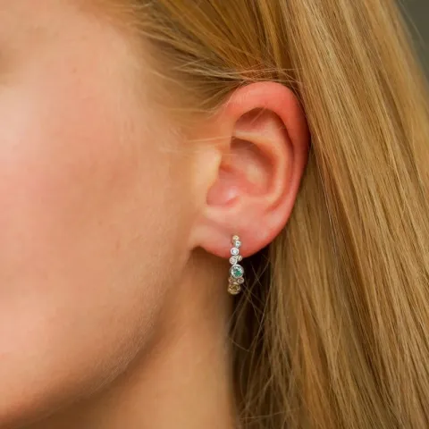 multifärgade zirkon halvcreol i silver - Bubbly Twist