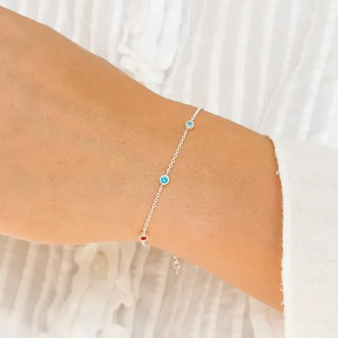 multifärgat zirkon armband i silver