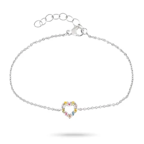 hjärta multifärgat zirkon armband i silver