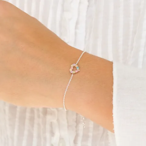 hjärta multifärgat zirkon armband i silver