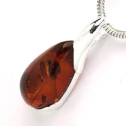 droppe bärnsten hängen i silver