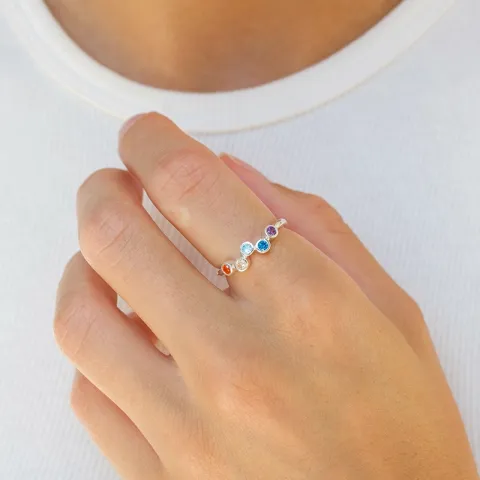 multifärgat zirkon ring i silver - Bubbly Twist