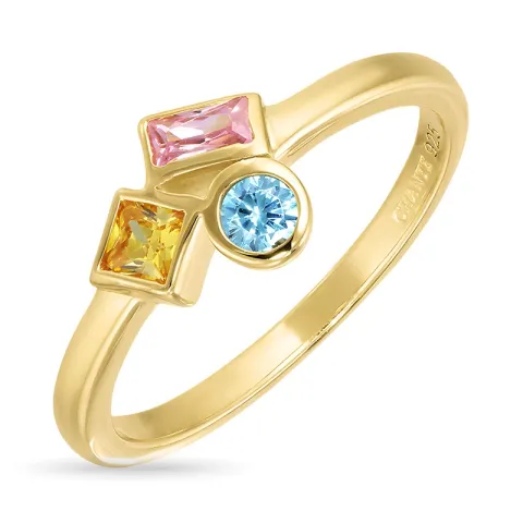 multifärgat zirkon ring i förgyllt silver