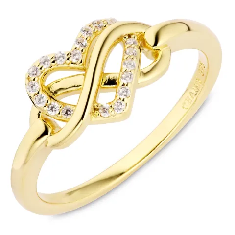 infinity zirkon ring i förgyllt silver