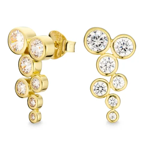 zirkon örhängen i förgyllt silver - Bubbly Sparkle