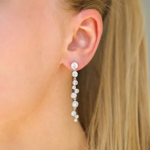 långa zirkon örhängen i silver - Bubbly Sparkle