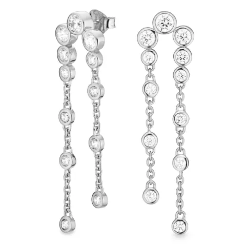 långa zirkon örhängen i silver - Bubbly Sparkle