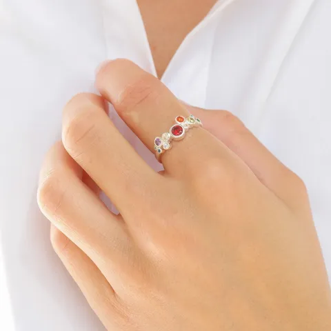 multifärgat zirkon ring i silver - Bubbly Twist