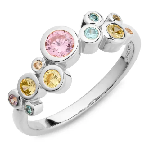 multifärgat zirkon ring i silver - Bubbly Twist