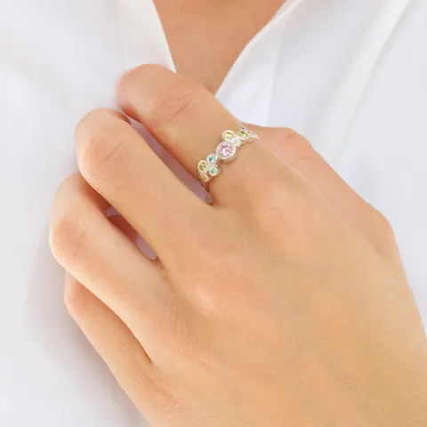 multifärgat zirkon ring i silver - Bubbly Twist