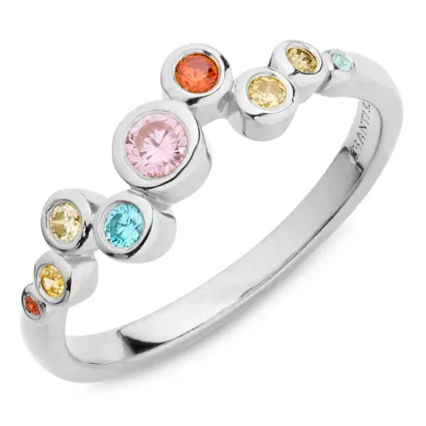 multifärgat zirkon ring i silver - Bubbly Twist