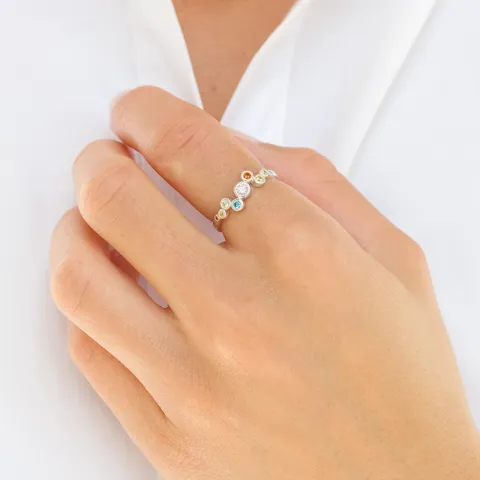 multifärgat zirkon ring i silver - Bubbly Twist