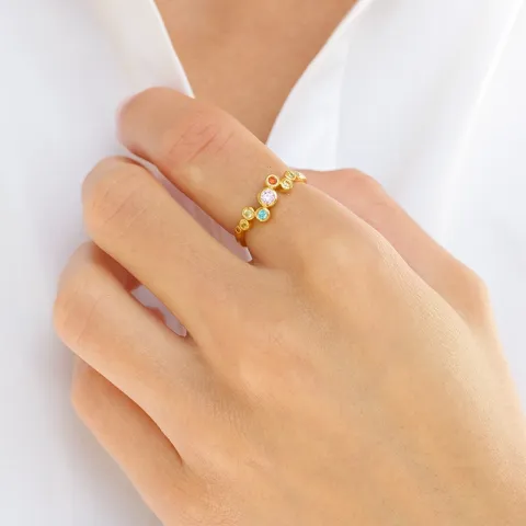 multifärgat zirkon ring i förgyllt silver - Bubbly Twist