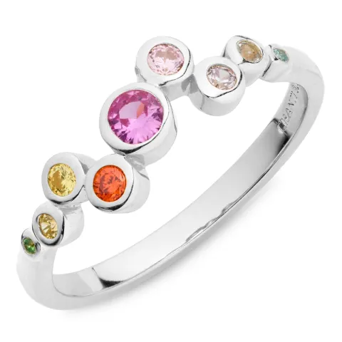 multifärgat zirkon ring i silver - Bubbly Twist