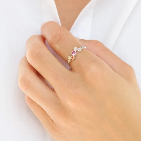 multifärgat zirkon ring i silver - Bubbly Twist
