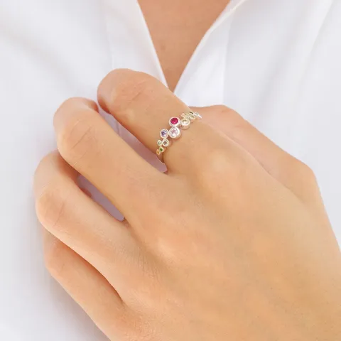 multifärgat zirkon ring i silver - Bubbly Twist