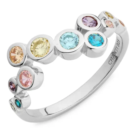 multifärgat zirkon ring i silver - Bubbly Twist