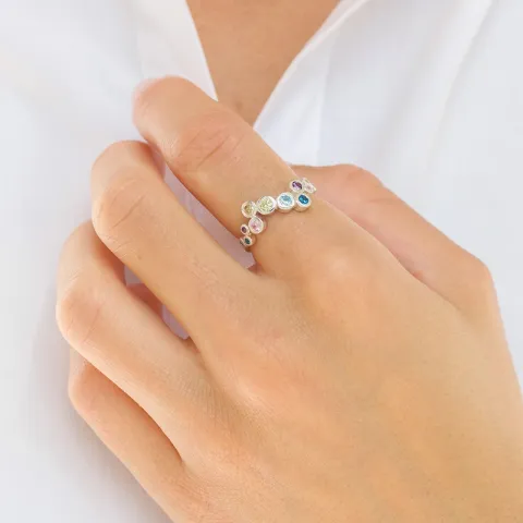 multifärgat zirkon ring i silver - Bubbly Twist