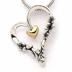 Hjärta hängen i förgyllt silver och oxiderat sterlingsilver