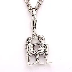 Tvillingarna stjärntecken charm i oxiderat sterlingsilver