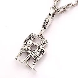 Tvillingarna stjärntecken charm i oxiderat sterlingsilver