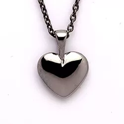 hjärta hängen i svart rhodinerat silver
