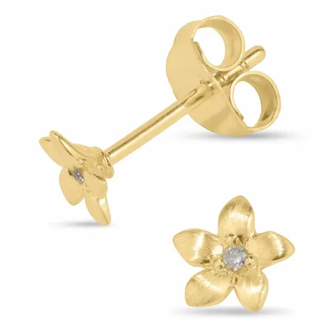 Blommor briljiantöronringar i förgyllt silver med diamanter 