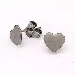 hjärta örhängestift i svart rhodinerat silver