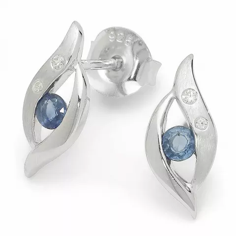 abstrakt blå safir öronstick i silver