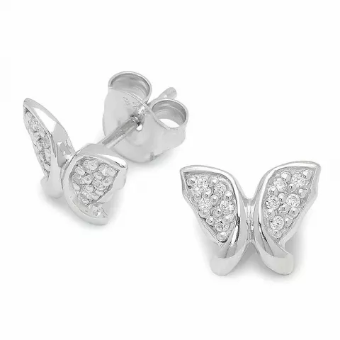 fjärilar zirkon öronstick i silver