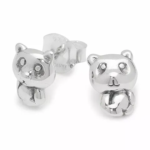panda örhängestift i silver