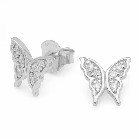 fjärilar zirkon örhängestift i silver