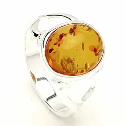 Oval bärnsten silver ring i oxiderat sterlingsilver
