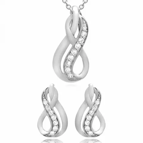 Infinity set med örhängen och halsband i silver vit zirkon
