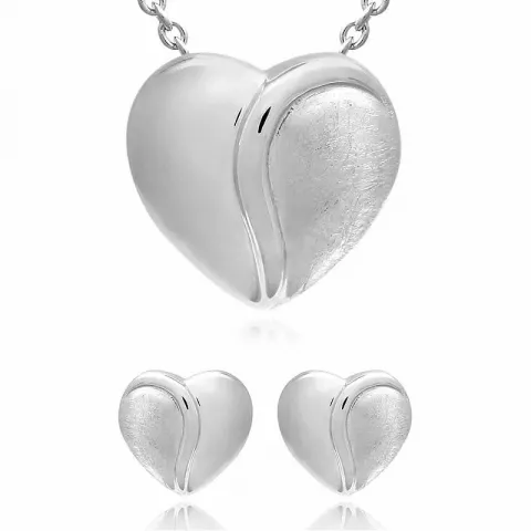 Hjärta set med örhängen och halsband i silver