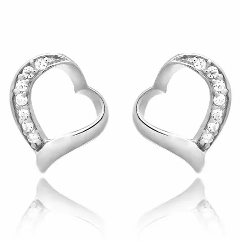 Hjärta set med örhängen och halsband i silver vit zirkon