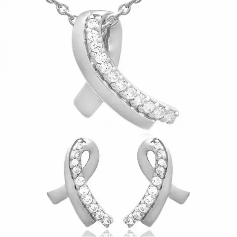 Rosett set med örhängen och halsband i silver vit zirkon