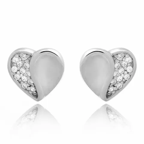 Hjärta set med örhängen och halsband i silver vit zirkon