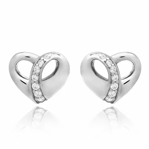 Hjärta set med örhängen och halsband i silver vit zirkon