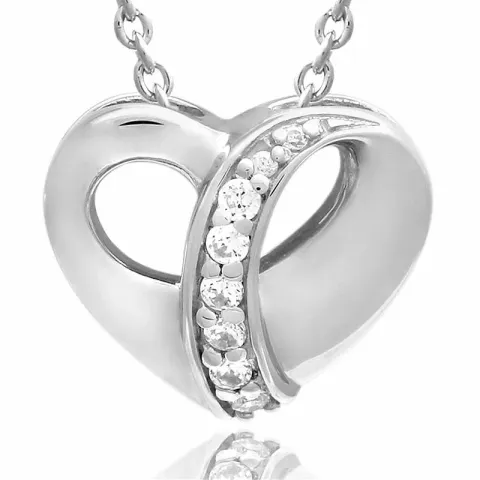 Hjärta set med örhängen och halsband i silver vit zirkon