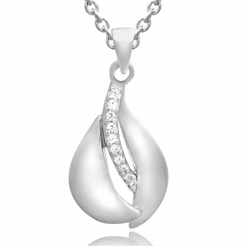  set med örhängen och halsband i silver vit zirkon