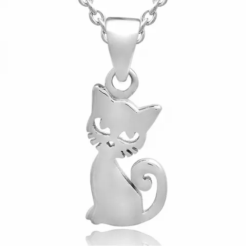 Katt set med örhängen och halsband i silver