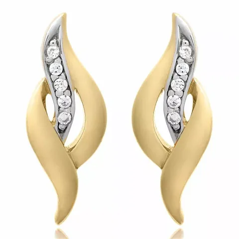 set med örhängen och halsband i förgyllt silver vit zirkon