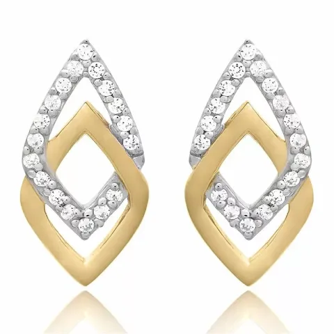 set med örhängen och halsband i förgyllt silver vit zirkon