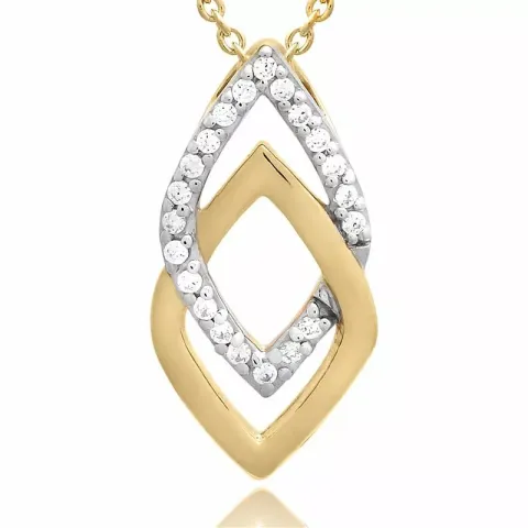 set med örhängen och halsband i förgyllt silver vit zirkon