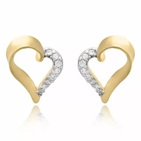 Hjärta set med örhängen och halsband i förgyllt silver vit zirkon