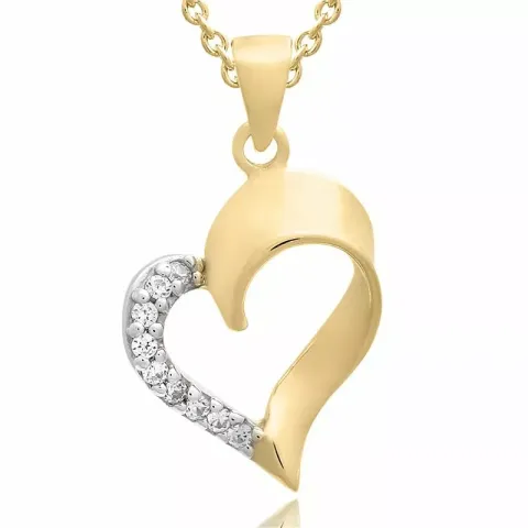 Hjärta set med örhängen och halsband i förgyllt silver vit zirkon