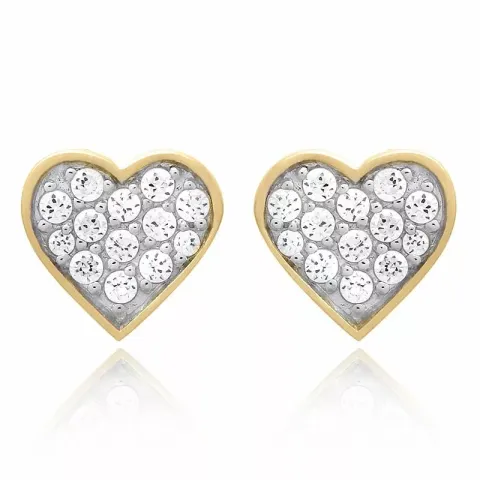 Hjärta set med örhängen och halsband i förgyllt silver vit zirkon