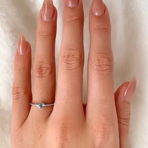 Billig rund blå ring i silver